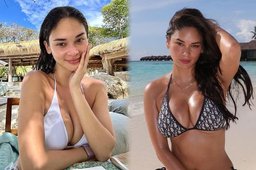 Hoa hậu Hoàn vũ 2015 mê diện bikini o ép 'núi đôi' cỡ đại