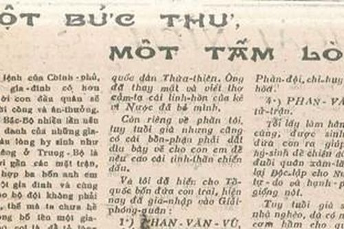 Một bức thư giàu lòng yêu nước