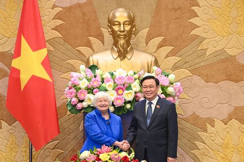 Chủ tịch Quốc hội Vương Đình Huệ tiếp Bộ trưởng Tài chính Hoa Kỳ