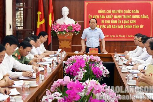 Bí thư Tỉnh ủy làm việc với Ban Nội chính Tỉnh ủy: Chủ động phòng ngừa, phát hiện, xử lý nghiêm minh các vụ án, vụ việc tham nhũng, tiêu cực