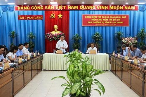 Đoàn kiểm tra của Ban Bí thư thực hiện kiểm tra Ban Thường vụ Tỉnh ủy An Giang