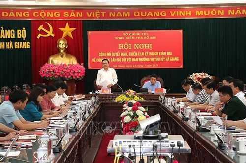 Đoàn kiểm tra của Bộ Chính trị làm việc với Ban Thường vụ Tỉnh ủy Hà Giang