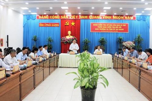 Đoàn kiểm tra của Ban Bí thư Trung ương triển khai kiểm tra Ban Thường vụ Tỉnh ủy An Giang
