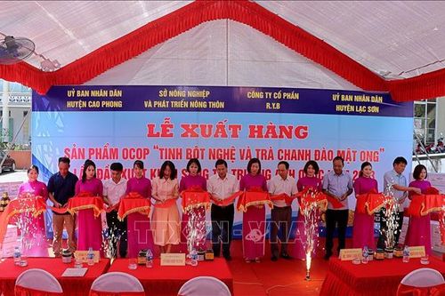 Hòa Bình lần đầu xuất khẩu tinh bột nghệ và trà chanh đào mật ong sang Anh