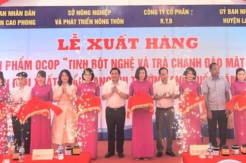 Hòa Bình: xuất khẩu OCOP tinh bột nghệ và trà chanh đào mật ong sang Anh Quốc lần đầu