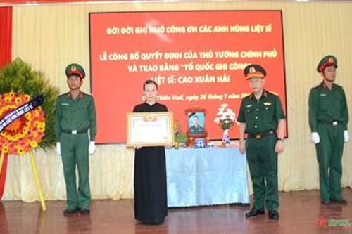 Công bố quyết định công nhận liệt sĩ đối với đồng chí Cao Xuân Hải