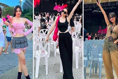 Thời trang đi 'đu' BlackPink: Thùy Tiên - Phương Nga chuẩn 'hồng đen', vợ chồng Diệu Nhi - Anh Tú 'lạc quẻ'