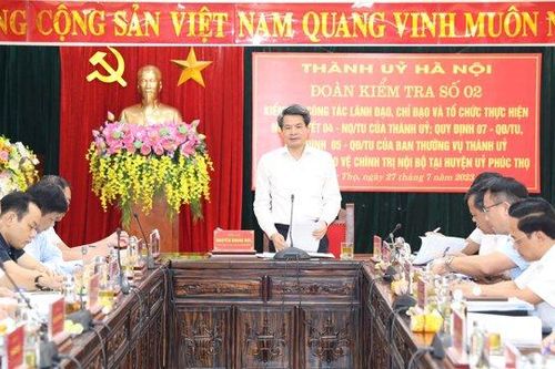 Kiểm tra việc thực hiện quy định về công tác cán bộ tại huyện Phúc Thọ