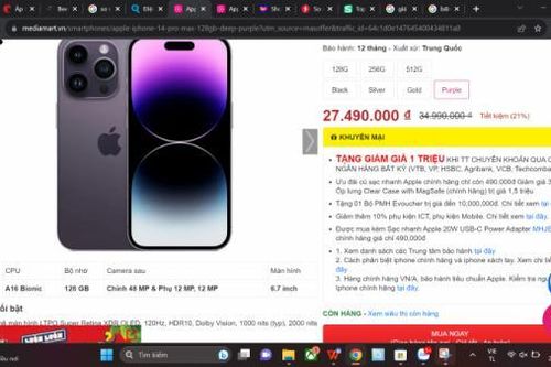 So sánh giá, giá tốt hôm nay 27/7/2023: Điện thoại iPhone 14 Pro Max ở đâu giá tốt nhất?