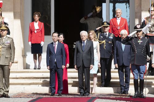 Tổng thống Italia chủ trì lễ tiễn Chủ tịch nước Võ Văn Thưởng, phu nhân
