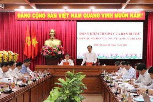Đoàn Kiểm tra 892 của Ban Bí thư làm việc với Ban Thường vụ Tỉnh ủy Đắk Lắk