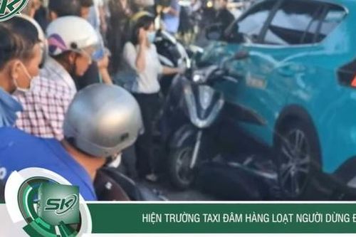 Hiện trường xe taxi lao qua làn ngược chiều đâm 9 xe máy đang dừng đèn đỏ