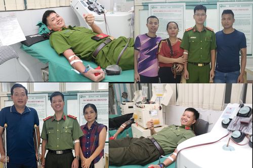 Thanh niên Công an Thủ đô đội mưa đi hiến máu hiếm cứu người