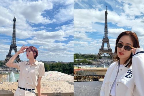 Dàn sao tuyển bóng chuyền nữ Việt Nam hóa 'nàng thơ' khi chụp ảnh với tháp Eiffel