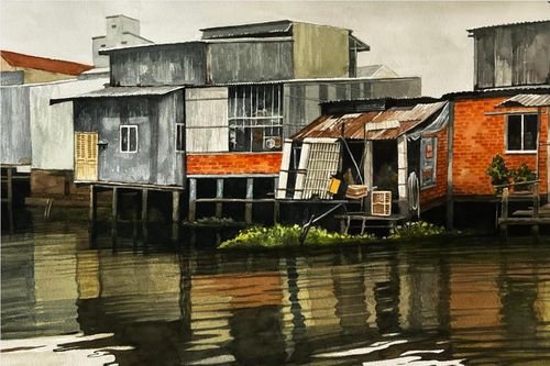 Lối vẽ 'ngược sóng' của họa sĩ miền sông nước