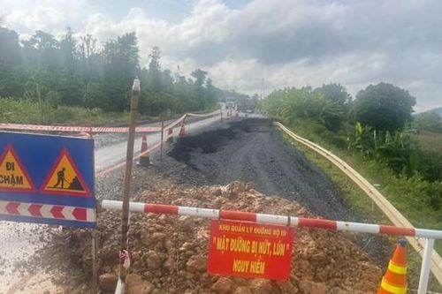 Đắk Lắk: Dự án Đường tránh thị trấn Ea Drăng bị sụt lún nghiêm trọng