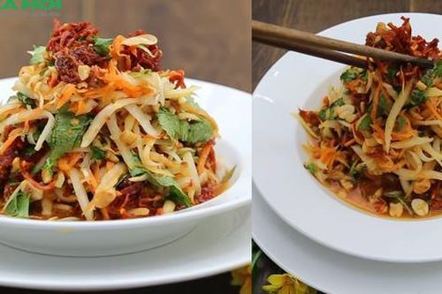 Công thức nấu ăn: 2 bước nhanh gọn có ngay món nộm bò khô ngon chuẩn vị phố cổ