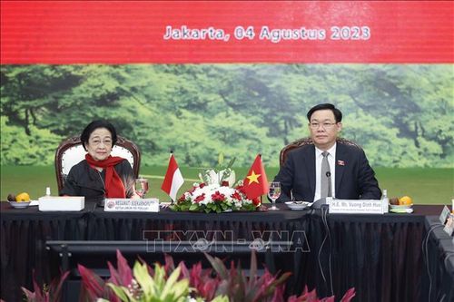 Chủ tịch Quốc hội Vương Đình Huệ hội kiến Chủ tịch đảng Dân chủ Indonesia Đấu tranh