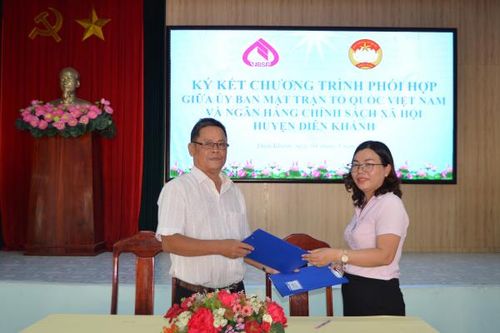 UBMTTQ Việt Nam huyện Diên Khánh và Phòng giao dịch Ngân hàng Chính sách xã hội huyện Diên Khánh: Ký kết chương trình phối hợp công tác