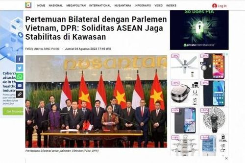 Nhiều tờ báo lớn của Indonesia đồng loạt đưa tin về quan hệ hợp tác hữu nghị, truyền thống với Việt Nam