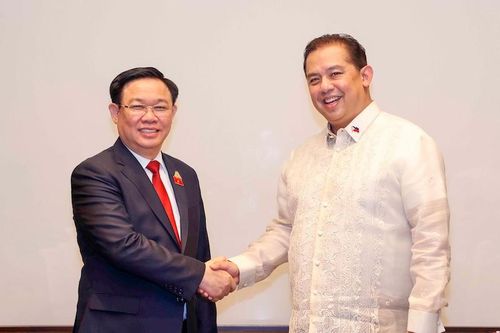 Chủ tịch Quốc hội Vương Đình Huệ gặp Chủ tịch Hạ viện Philippines
