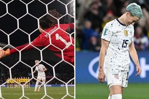 Cầu thủ ĐT nữ Mỹ cười tươi sau khi sút hỏng penalty trong loạt luân lưu khiến các fan nổi giận