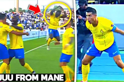 Chứng kiến Ronaldo không thể ngừng ghi bàn, Mane lập tức có hành động ăn mừng khiến CĐV phấn khích