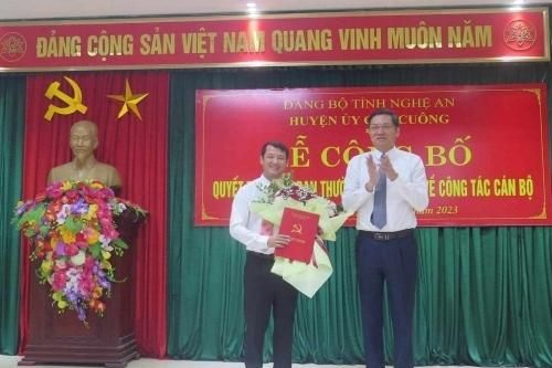 Phó Trưởng ban Nội chính Tỉnh ủy Nghệ An làm Bí thư Huyện ủy Con Cuông