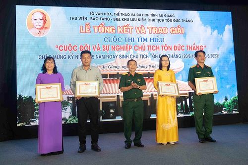Trao giải Cuộc thi tìm hiểu 'Cuộc đời và sự nghiệp Chủ tịch Tôn Đức Thắng' năm 2023