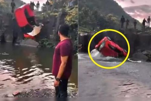 Đưa con đi chơi, bố lao cả ô tô xuống hồ nước, clip hiện trường gây rùng mình với tiếng hét ám ảnh