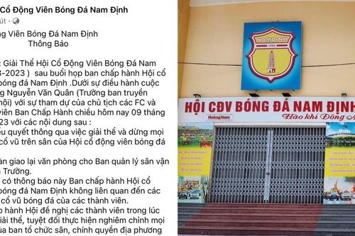 Hội CĐV bóng đá Nam Định thông báo giải thể, người hâm mộ cay đắng, tiếc nuối