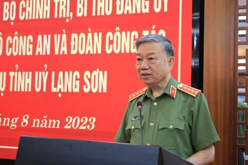 Bộ trưởng Bộ Công an Tô Lâm làm việc với Ban Thường vụ Tỉnh ủy Lạng Sơn