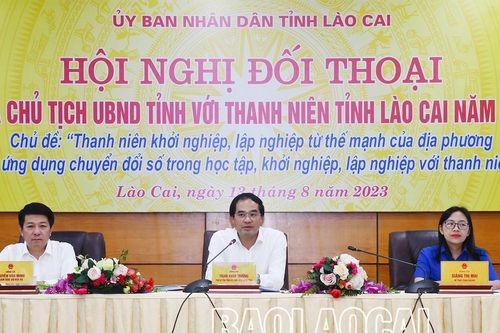 Chủ tịch UBND tỉnh Trịnh Xuân Trường đối thoại với đoàn viên, thanh niên về khởi nghiệp, lập nghiệp