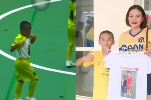 Cầu thủ nhí xứ Nghệ gây sốt với màn ăn mừng tưởng nhớ người ông sau khi lập siêu phẩm