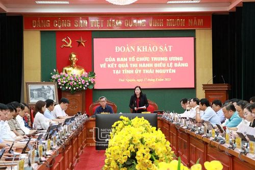 Ban Tổ chức Trung ương khảo sát về thi hành Điều lệ Đảng tại Thái Nguyên