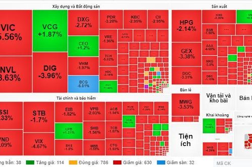 Lực bán áp đảo, VN-Index giảm sâu hơn 20 điểm