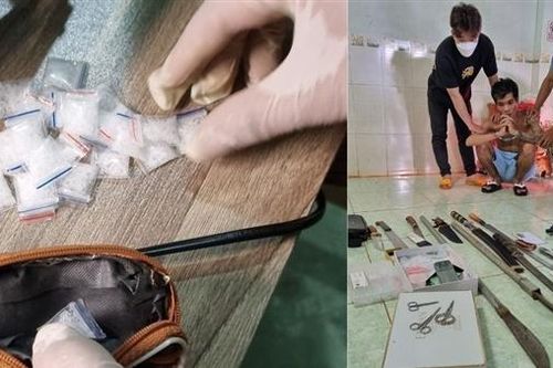 Khám phá vụ ma túy, phát hiện nhiều súng và hung khí nguy hiểm