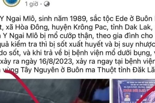 Đề nghị xử lý người đăng tin sai sự thật 'bệnh nhân bị cướp thận ở Đắk Lắk'