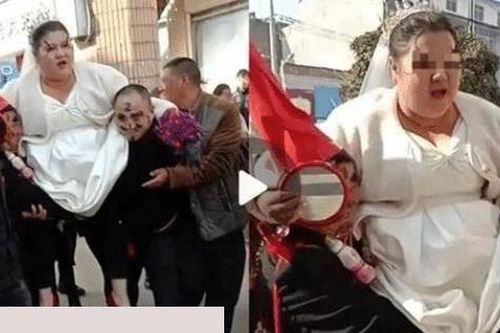 Cô dâu nặng gần 200kg, 4 người 'hộ tống' vào lễ đường