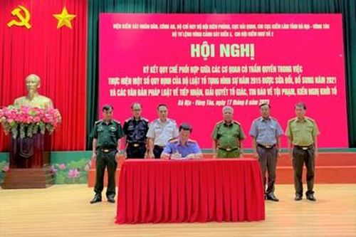 Bà Rịa – Vũng Tàu Ký kết quy chế phối hợp liên ngành trong thực hiện Bộ luật tố tụng hình sự