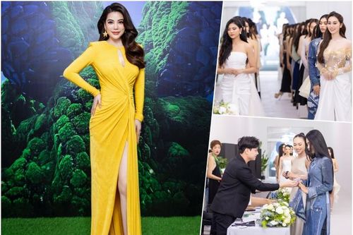 Trương Ngọc Ánh rạng rỡ bên dàn thí sinh trong ngày casting 'Miss Earth Việt Nam 2023'