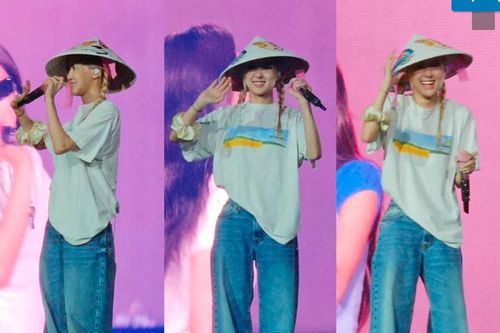 Rosé (Blackpink) đội nón lá của Việt Nam trong concert ở Mỹ