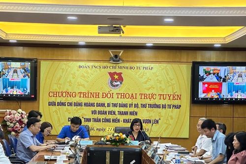 Thứ trưởng Đặng Hoàng Oanh đối thoại với đoàn viên, thanh niên Bộ Tư pháp