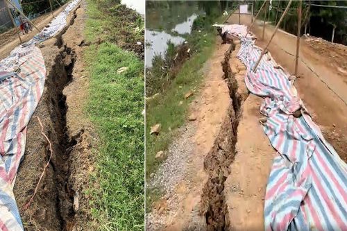 Khẩn trương khắc phục sự cố sụt lún, sạt lở đê tả sông Càn
