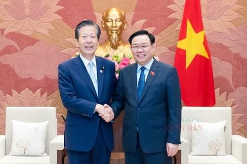Chủ tịch Quốc hội Vương Đình Huệ tiếp Chủ tịch Đảng Công Minh Nhật Bản