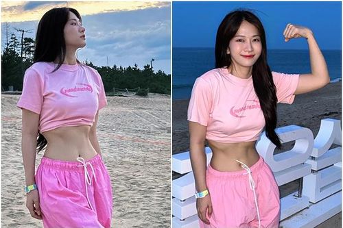 Lê Bống vén áo, khoe vòng eo siêu nhỏ ở Hàn Quốc