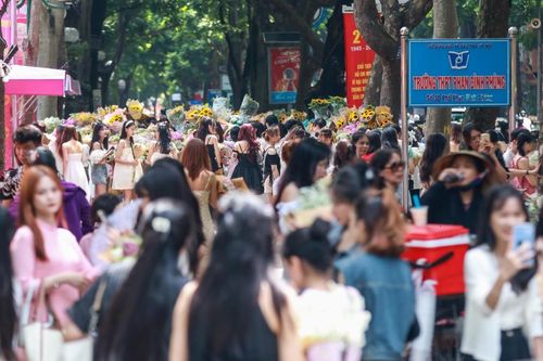 Chật kín thiếu nữ 'sống ảo' trên con đường đẹp nhất Hà Nội mùa thay lá