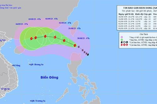 Chiều tối nay (30-8), khả năng bão SAOLA vào Biển Đông