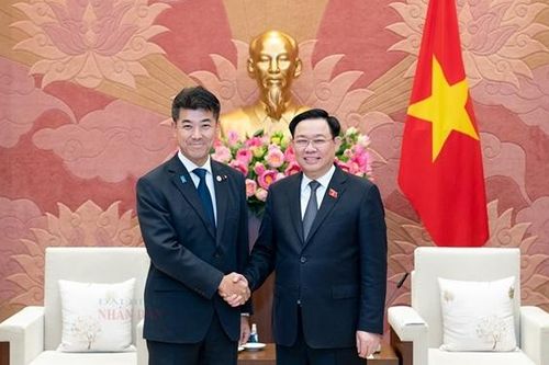 Chủ tịch Quốc hội Vương Đình Huệ tiếp Chủ tịch Đảng Dân chủ lập hiến Nhật Bản