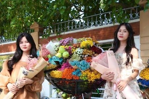 Xuống phố chụp ảnh ngày nắng đẹp, một gánh hoa có 10 'nàng thơ'